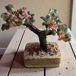 Green Jade Gemstone Bonsai Tree Sculpture
